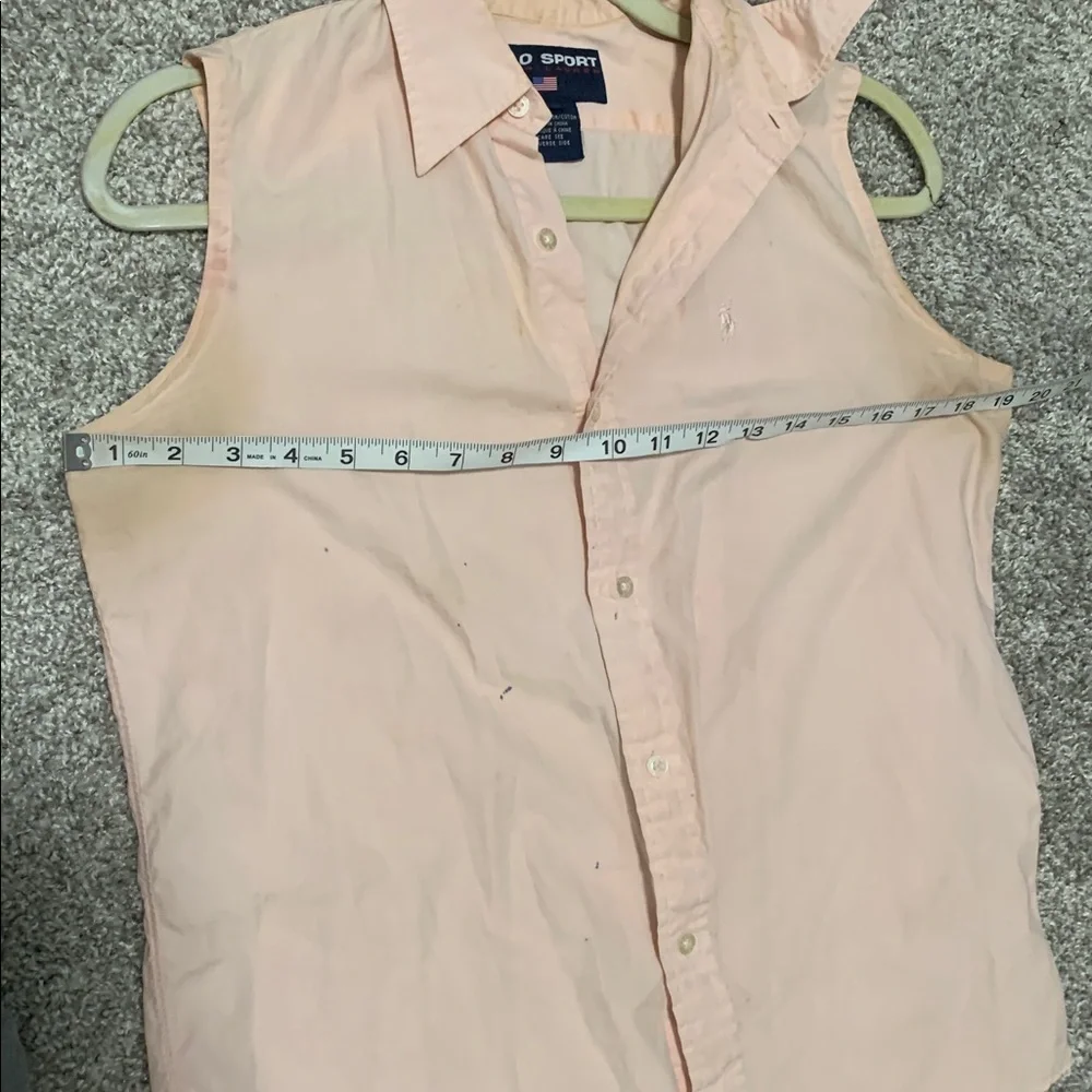 Y2K Polo Sport Ralph Lauren Pink Sleeveless Button Down Top - Picture 9 of 9
